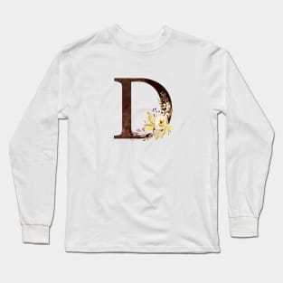 Floral Monogram D Lovely Autumn Foliage Long Sleeve T-Shirt